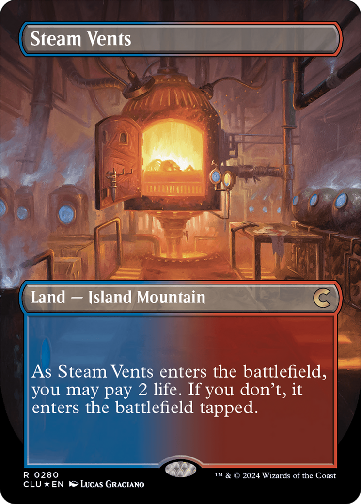 Steam Vents (Borderless) [Ravnica: Clue Edition] | Gaming Infinity