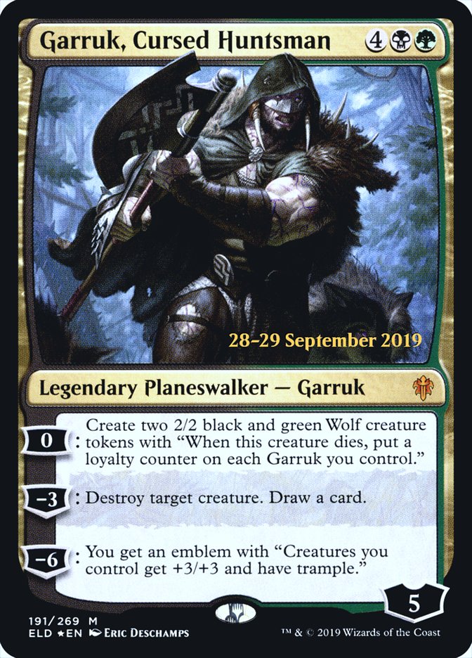 Garruk, Cursed Huntsman  [Throne of Eldraine Prerelease Promos] | Gaming Infinity