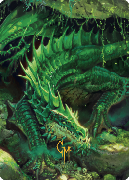 Lurking Green Dragon Art Card (Gold-Stamped Signature) [Commander Legends: Battle for Baldur's Gate Art Series] | Gaming Infinity