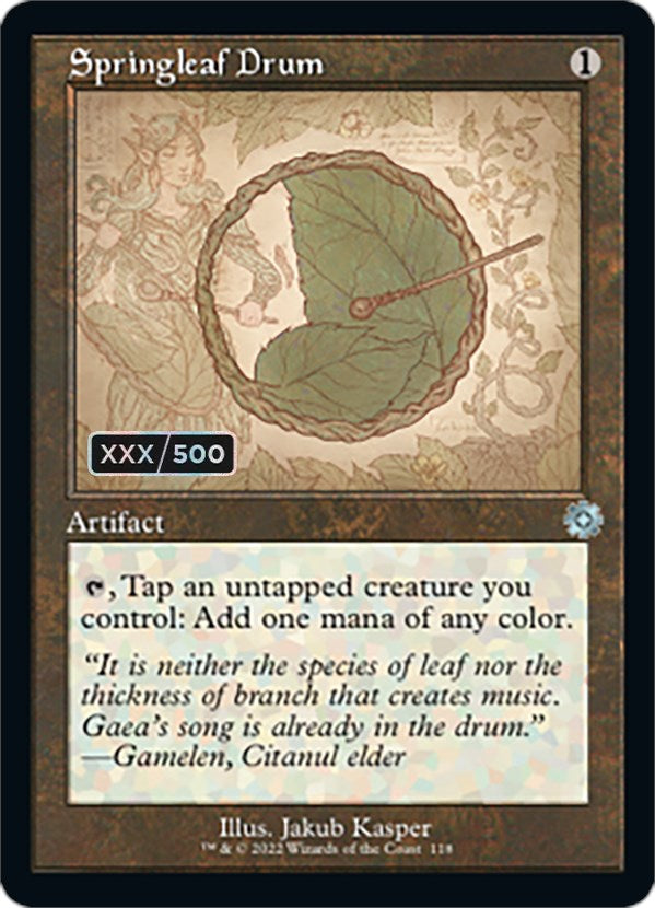 Springleaf Drum (Retro Schematic) (Serial Numbered) [The Brothers' War Retro Artifacts] | Gaming Infinity