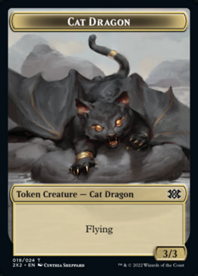 Cat Dragon // Monk Double-sided Token [Double Masters 2022 Tokens] | Gaming Infinity