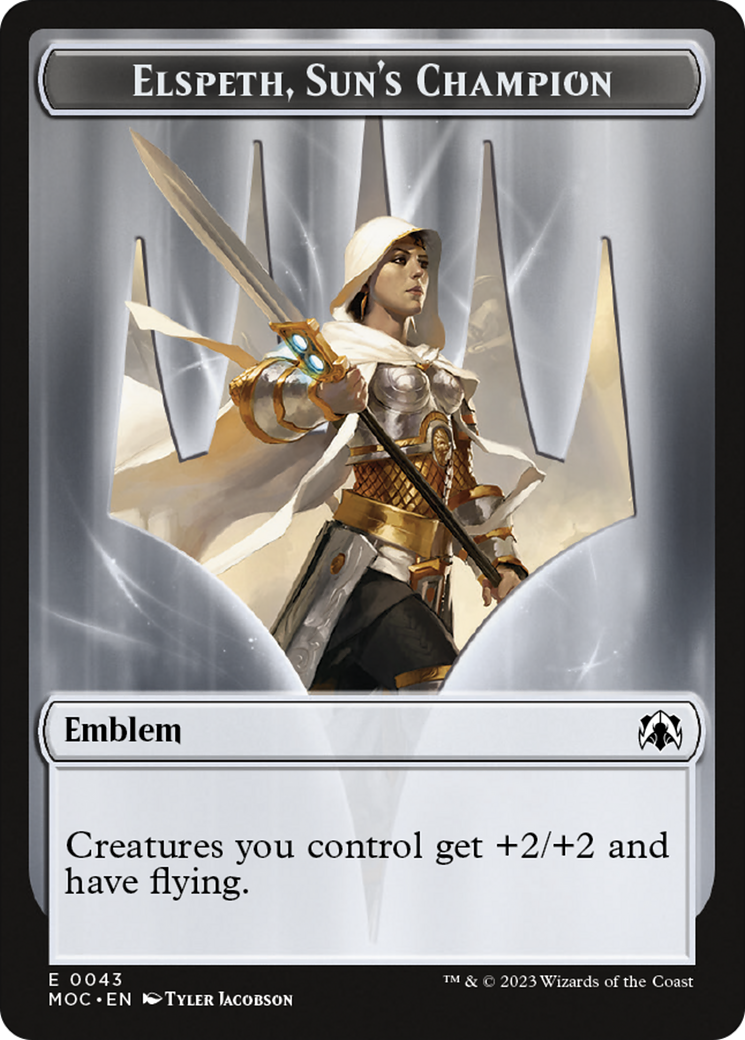 Warrior // Elspeth, Sun's Champion Emblem Double-Sided Token [March of the Machine Commander Tokens] | Gaming Infinity