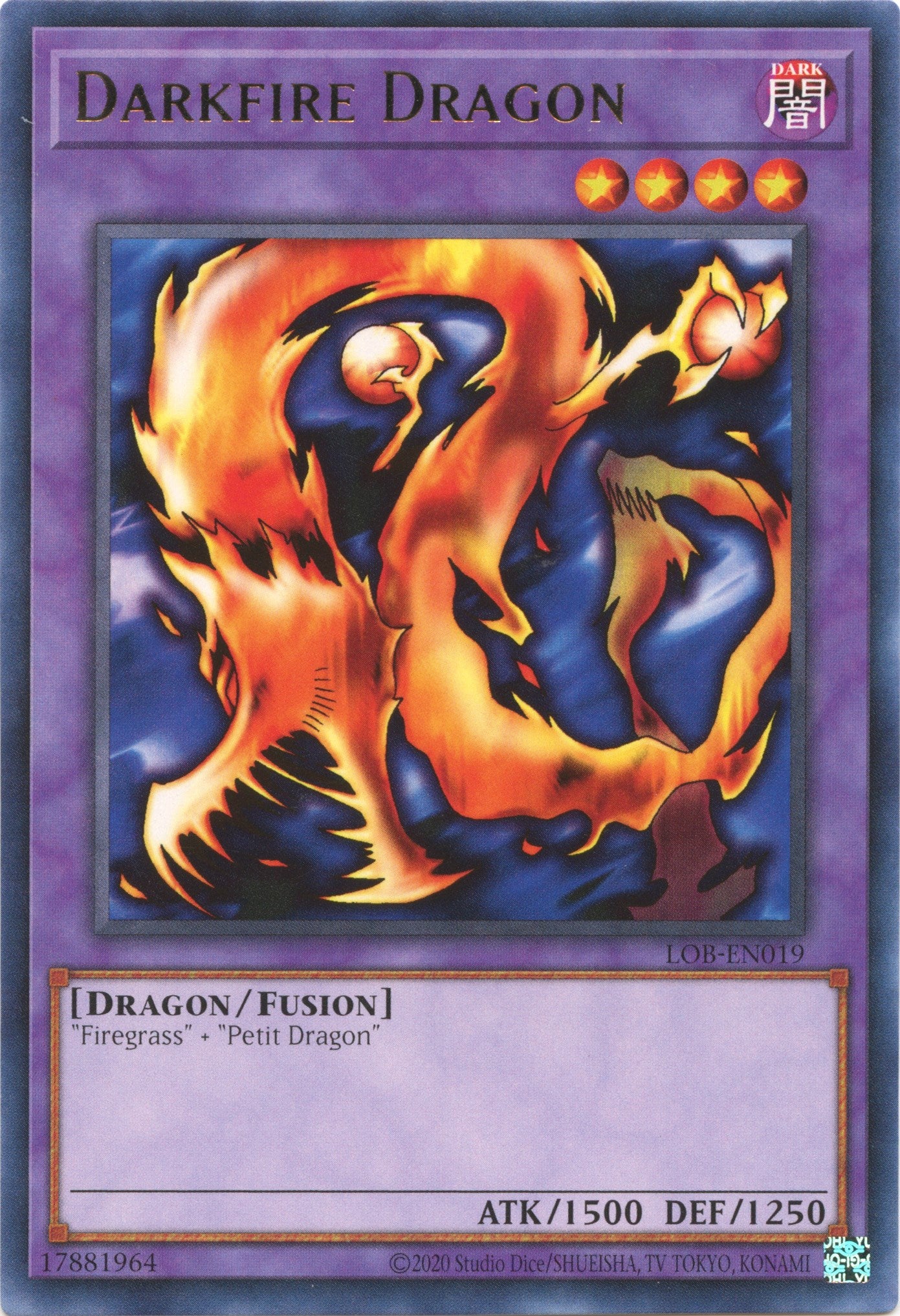 Darkfire Dragon (25th Anniversary) [LOB-EN019] Rare | Gaming Infinity