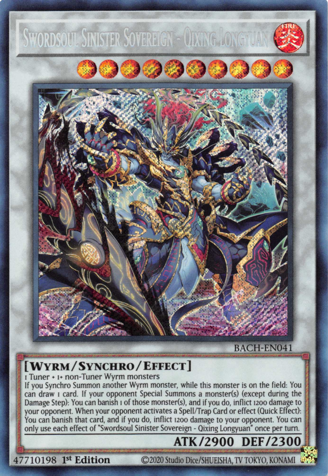 Swordsoul Sinister Sovereign - Qixing Longyuan [BACH-EN041] Secret Rare | Gaming Infinity