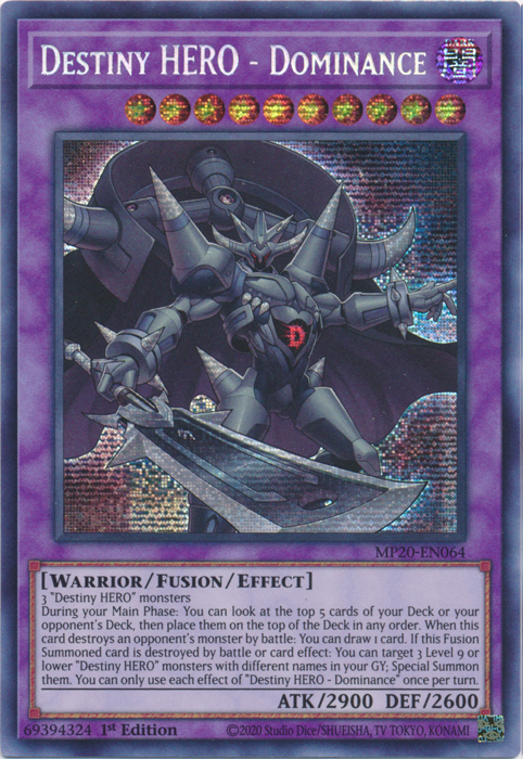 Destiny HERO - Dominance [MP20-EN064] Prismatic Secret Rare | Gaming Infinity