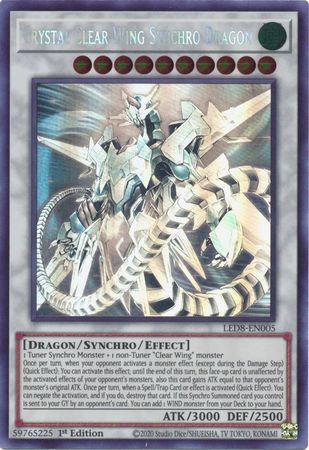 Crystal Clear Wing Synchro Dragon [LED8-EN005] Ghost Rare | Gaming Infinity