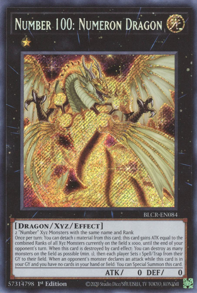 Number 100: Numeron Dragon [BLCR-EN084] Secret Rare | Gaming Infinity