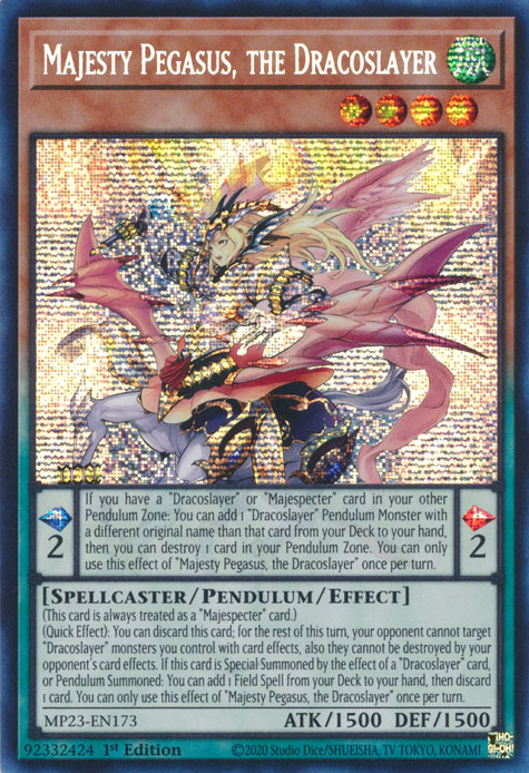 Majesty Pegasus, the Dracoslayer [MP23-EN173] Prismatic Secret Rare | Gaming Infinity