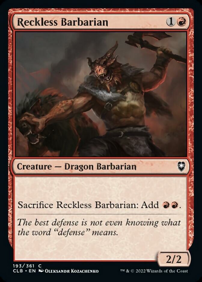 Reckless Barbarian [Commander Legends: Battle for Baldur's Gate] | Gaming Infinity