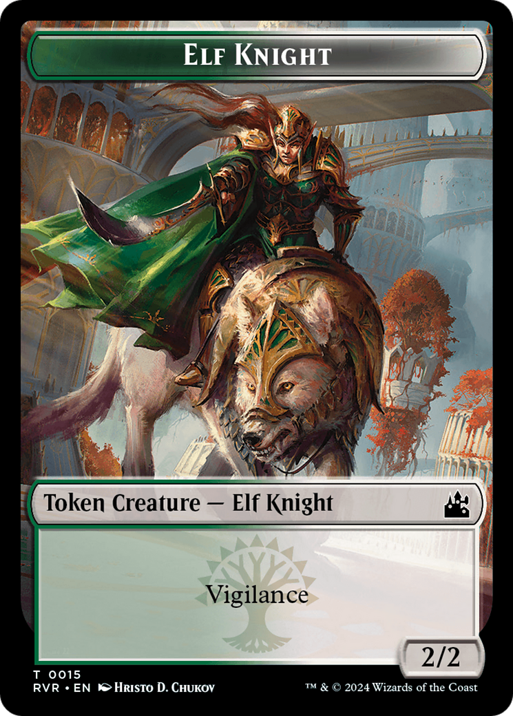Elf Knight // Angel (0003) Double-Sided Token [Ravnica Remastered Tokens] | Gaming Infinity