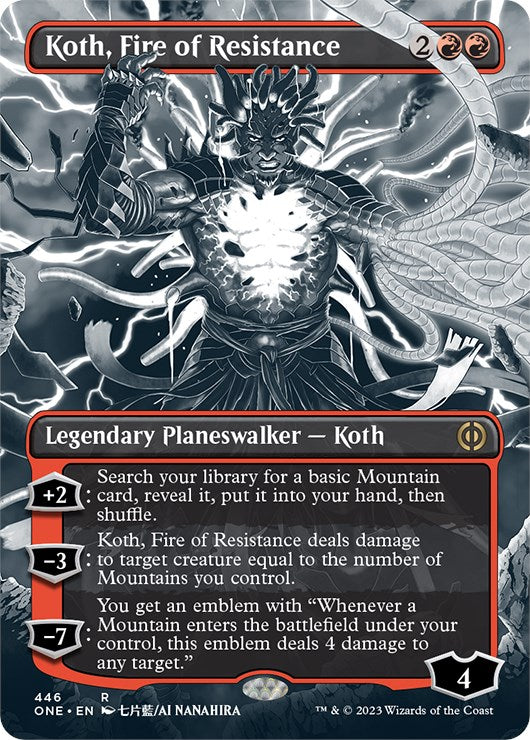 Koth, Fire of Resistance (Borderless Manga Step-and-Compleat Foil) [Phyrexia: All Will Be One] | Gaming Infinity