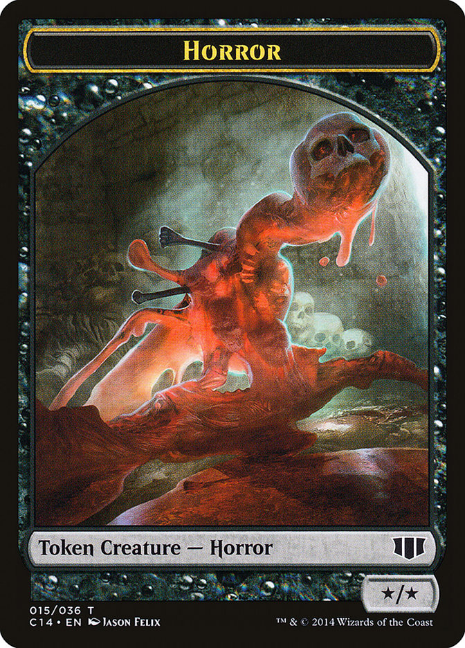 Horror // Zombie (016/036) Double-sided Token [Commander 2014 Tokens] | Gaming Infinity