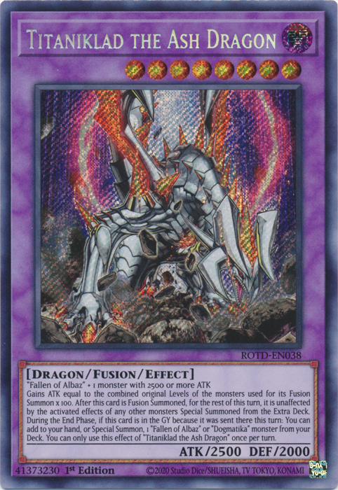 Titaniklad the Ash Dragon [ROTD-EN038] Secret Rare | Gaming Infinity