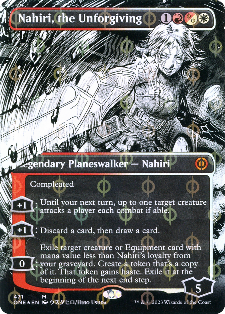 Nahiri, the Unforgiving (Borderless Manga Step-and-Compleat Foil) [Phyrexia: All Will Be One] | Gaming Infinity