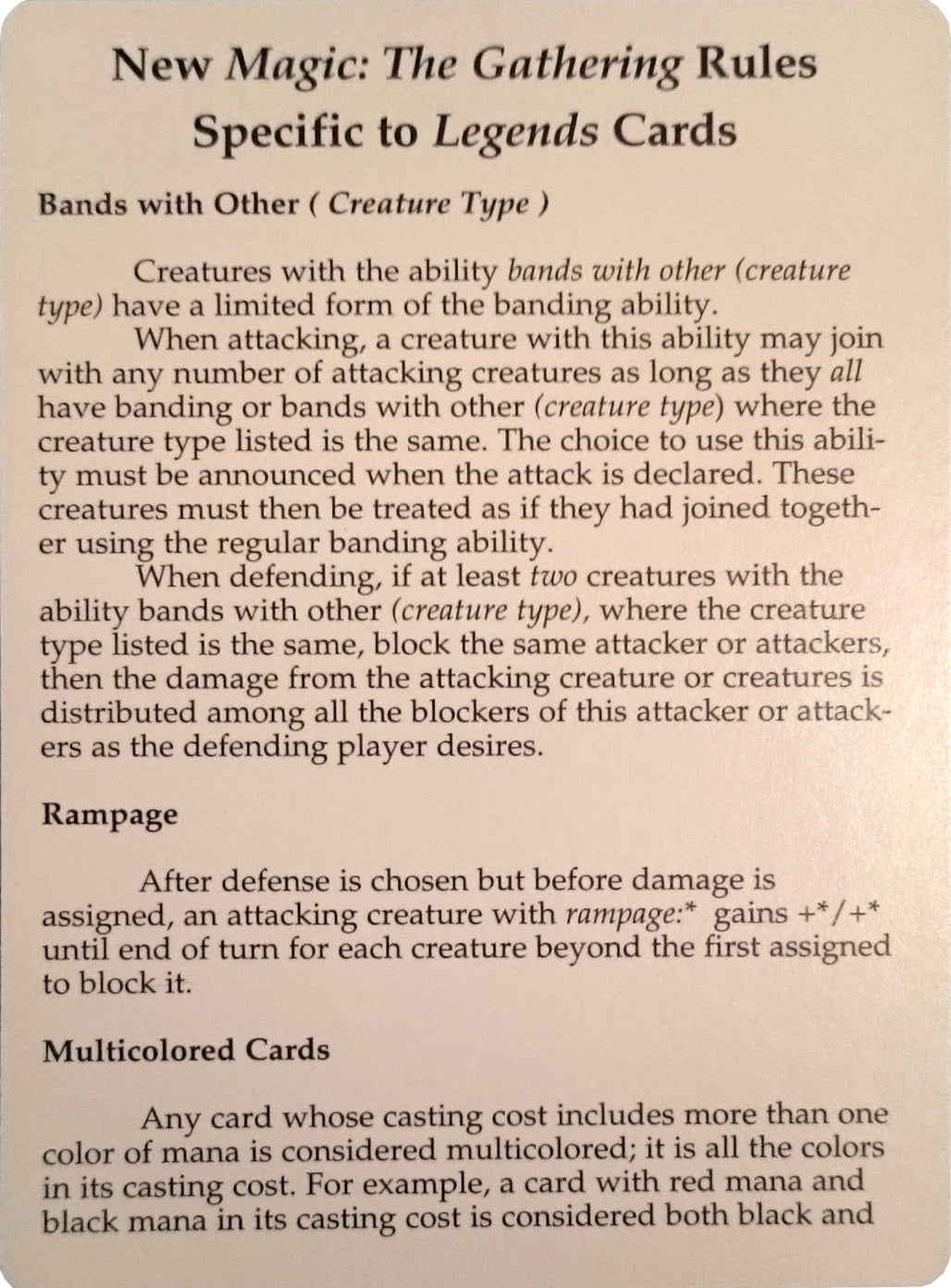 Legends Rules Card [Legends Tokens] | Gaming Infinity