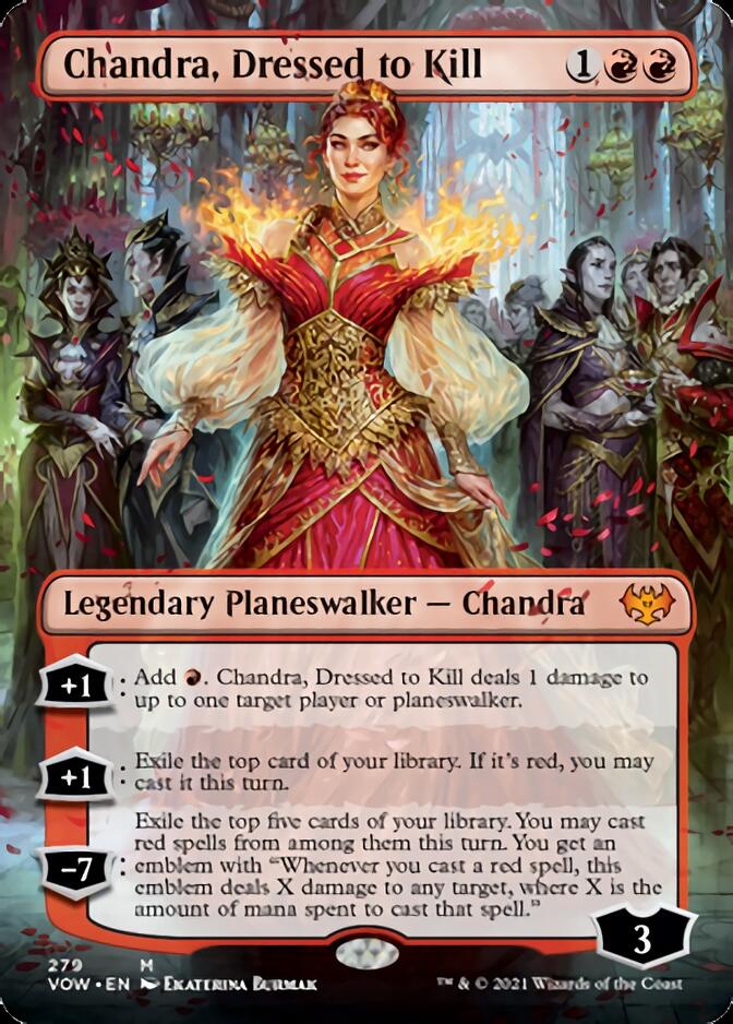 Chandra, Dressed to Kill (Borderless) [Innistrad: Crimson Vow] | Gaming Infinity