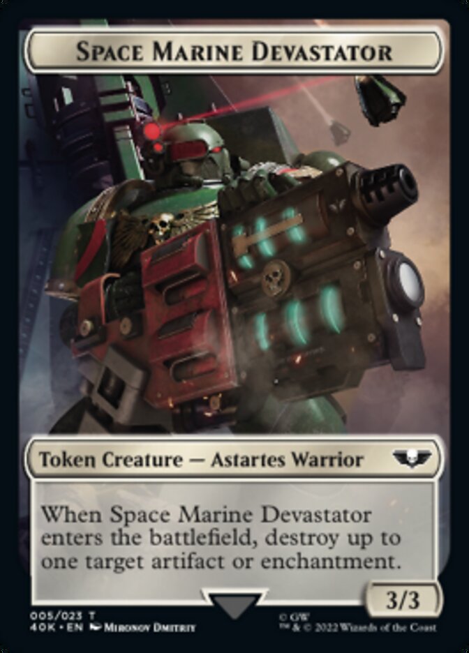 Soldier (002) // Space Marine Devastator Double-sided Token (Surge Foil) [Universes Beyond: Warhammer 40,000 Tokens] | Gaming Infinity