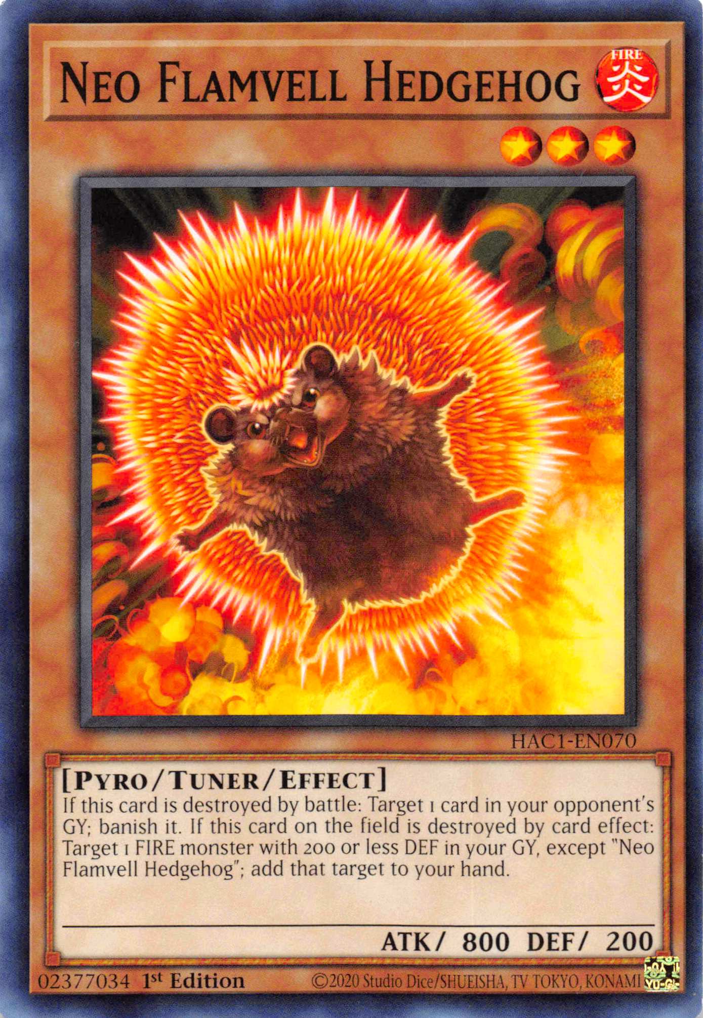 Neo Flamvell Hedgehog [HAC1-EN070] Common | Gaming Infinity