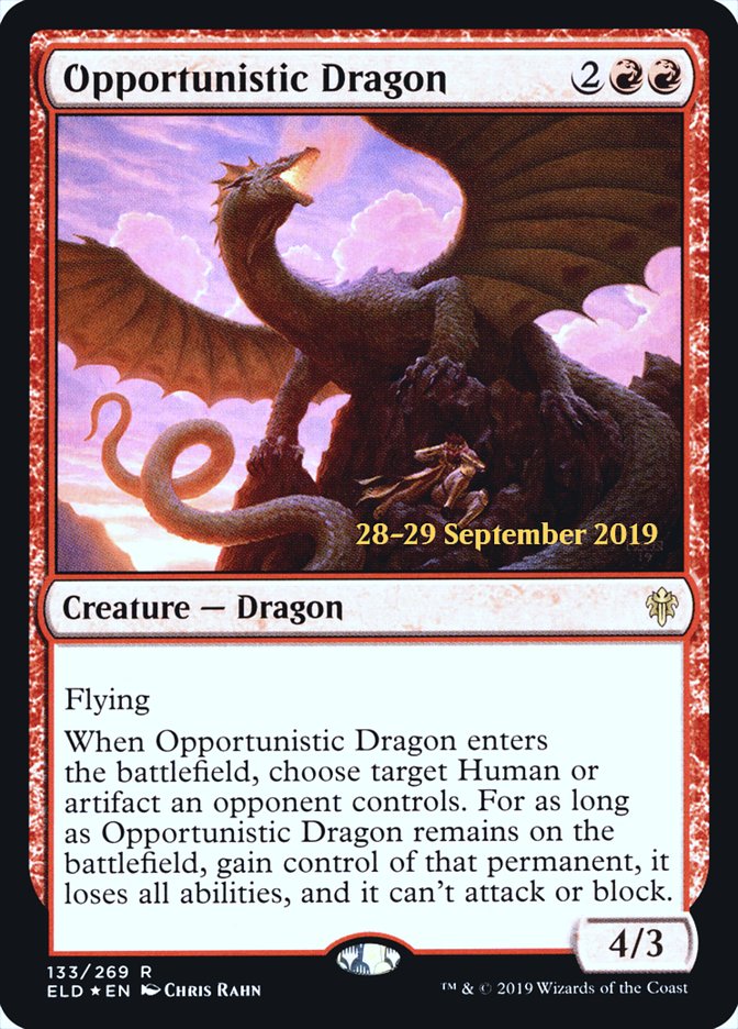 Opportunistic Dragon  [Throne of Eldraine Prerelease Promos] | Gaming Infinity